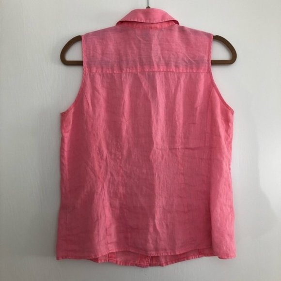 Linen Button Down Tank with Wooden Buttons - Picture 2 of 6